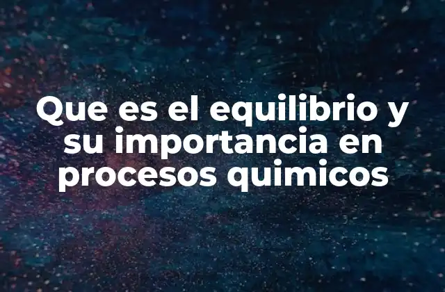 Que es el Equilibrio y Su Importancia en Procesos Quimicos