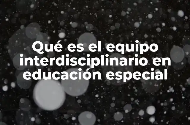 Qué es el Equipo Interdisciplinario en Educación Especial