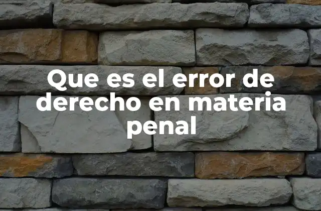 Que es el Error de Derecho en Materia Penal