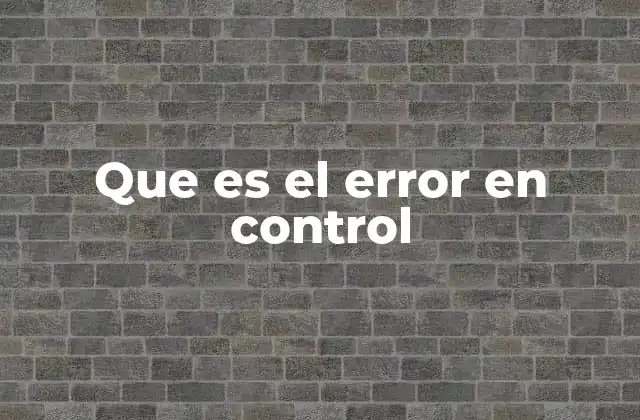 Que es el Error en Control