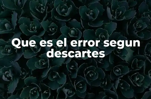 Que es el Error Segun Descartes