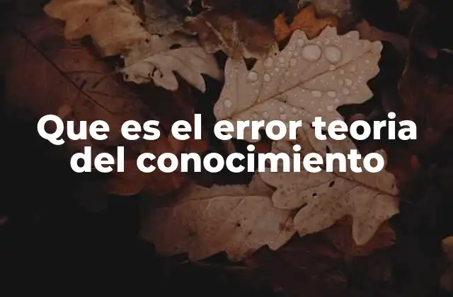 Que es el Error Teoria Del Conocimiento