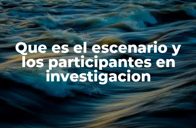 Que es el Escenario y los Participantes en Investigacion