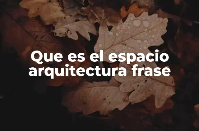 Que es el Espacio Arquitectura Frase