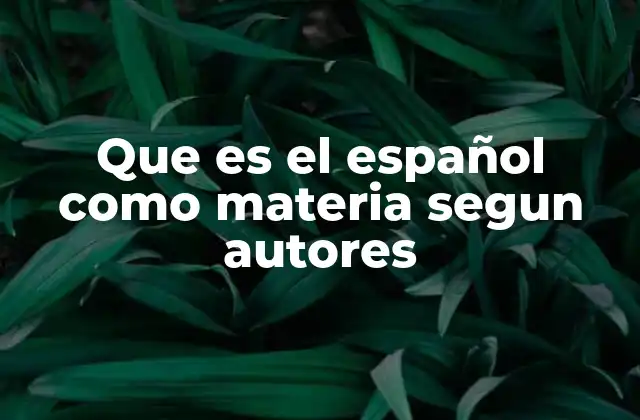 Que es el Español como Materia Segun Autores