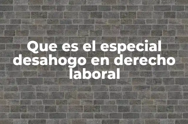 Que es el Especial Desahogo en Derecho Laboral