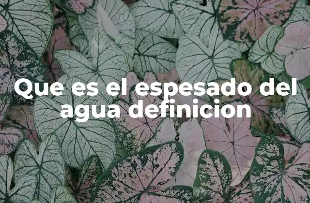 Que es el Espesado Del Agua Definicion