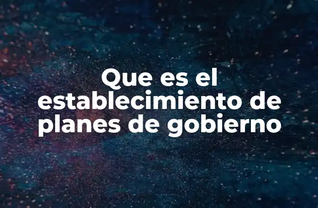 Que es el Establecimiento de Planes de Gobierno