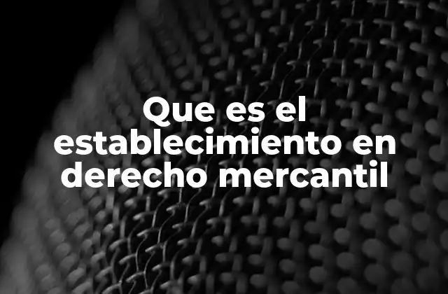 Que es el Establecimiento en Derecho Mercantil
