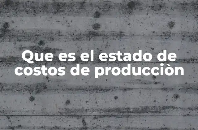 Que es el Estado de Costos de Producciòn