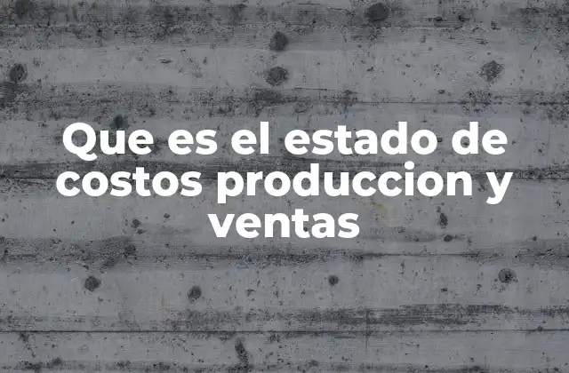 Que es el Estado de Costos Produccion y Ventas