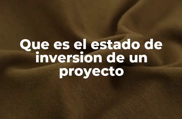Que es el Estado de Inversion de un Proyecto