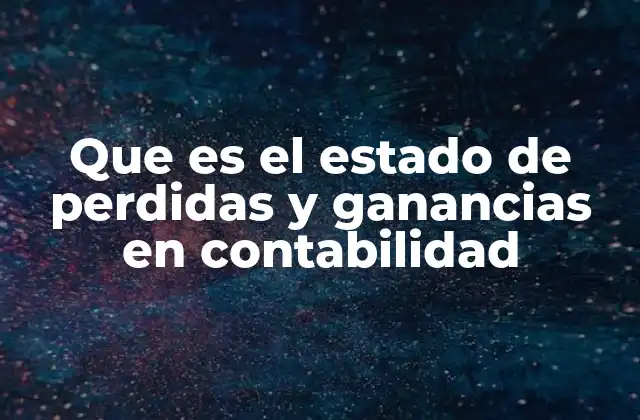 Que es el Estado de Perdidas y Ganancias en Contabilidad