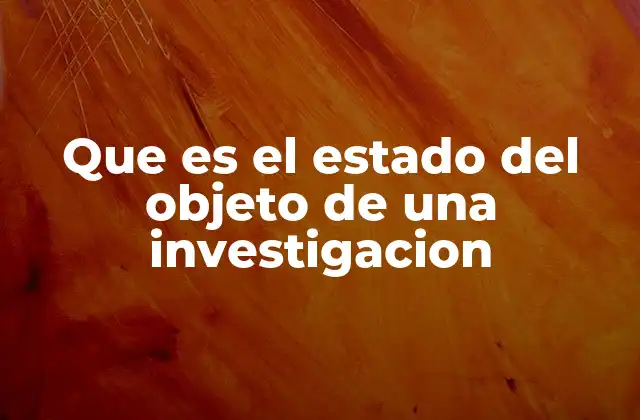 Que es el Estado Del Objeto de una Investigacion