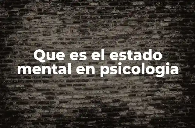 Que es el Estado Mental en Psicologia