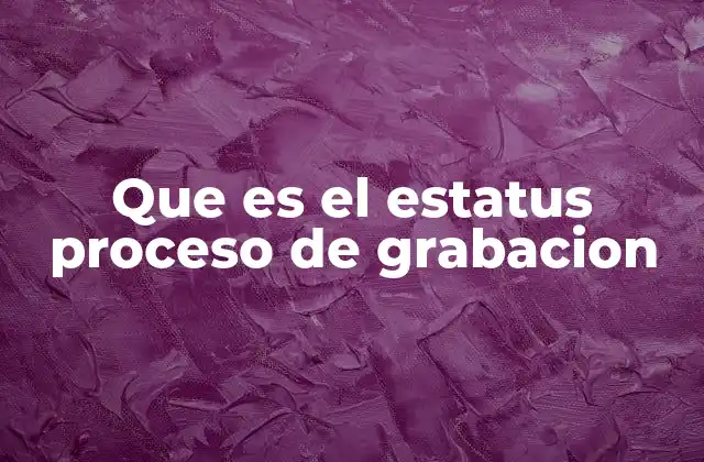 Que es el Estatus Proceso de Grabacion