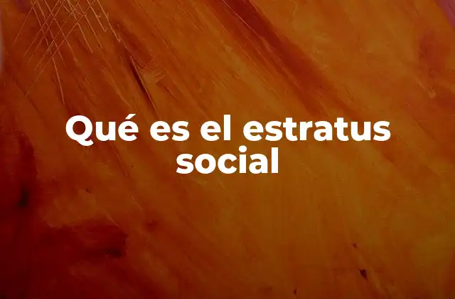 Qué es el Estratus Social