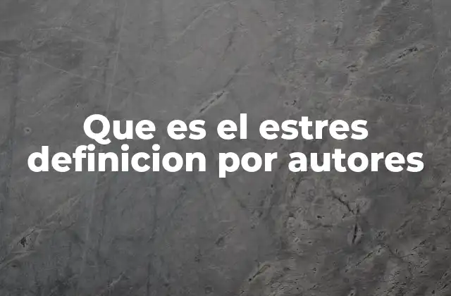 Que es el Estres Definicion por Autores