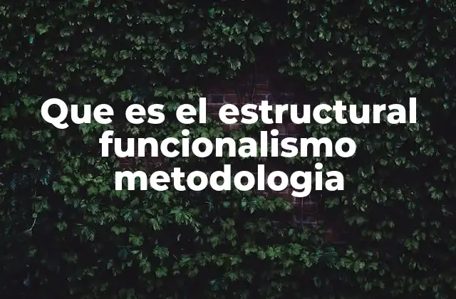 Que es el Estructural Funcionalismo Metodologia