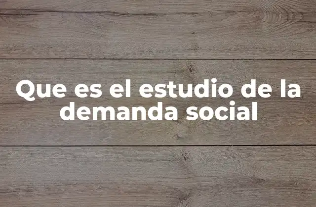 Que es el Estudio de la Demanda Social