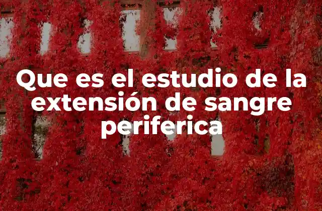 Que es el Estudio de la Extensión de Sangre Periferica