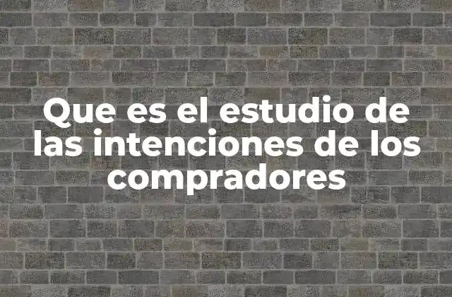 Que es el Estudio de las Intenciones de los Compradores