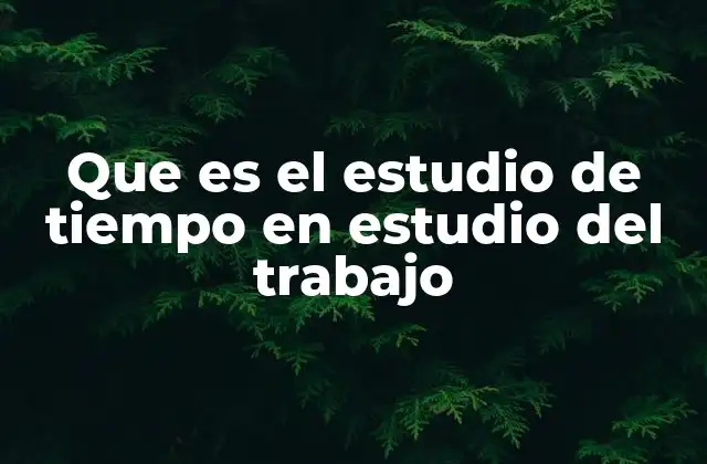 Que es el Estudio de Tiempo en Estudio Del Trabajo