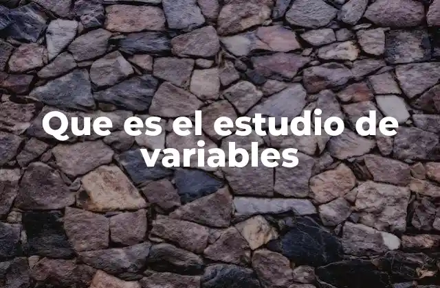 Que es el Estudio de Variables