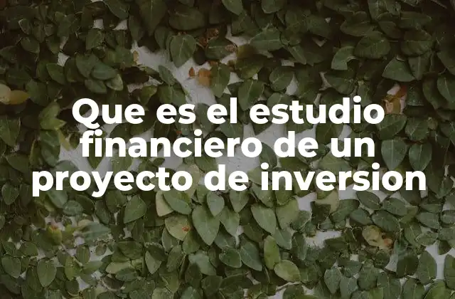 Que es el Estudio Financiero de un Proyecto de Inversion