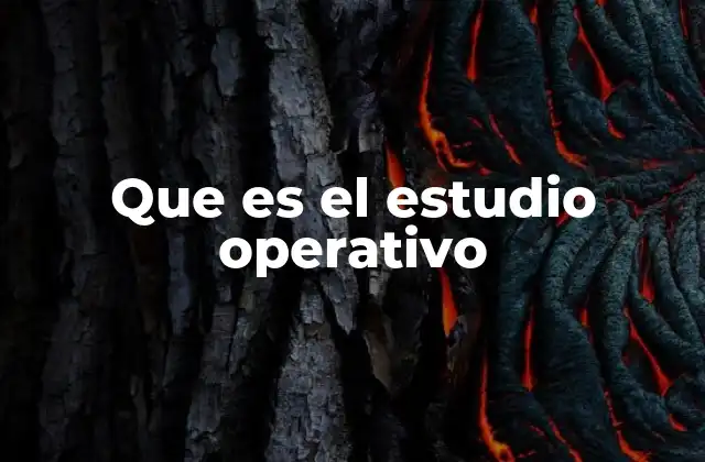 Que es el Estudio Operativo