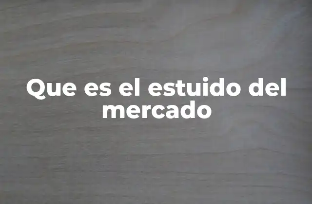 Que es el Estuido Del Mercado