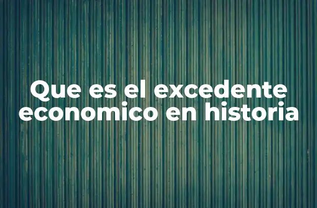 Que es el Excedente Economico en Historia