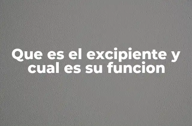 Que es el Excipiente y Cual es Su Funcion