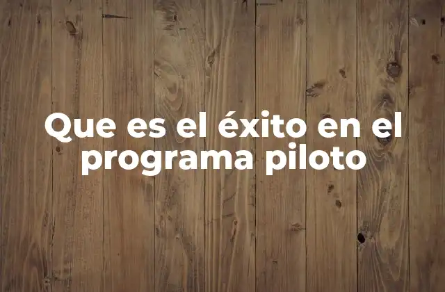 Que es el Éxito en el Programa Piloto
