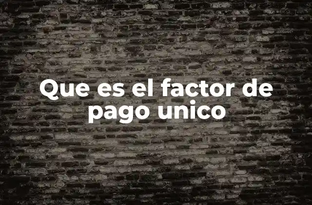Que es el Factor de Pago Unico