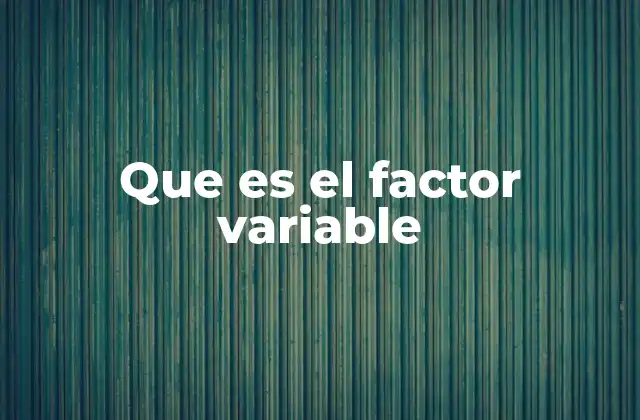 Que es el Factor Variable