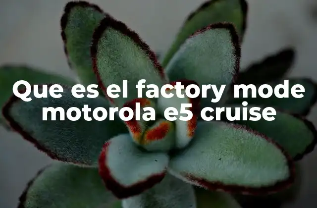 Que es el Factory Mode Motorola E5 Cruise
