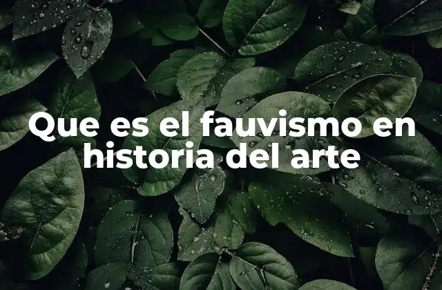 Que es el Fauvismo en Historia Del Arte
