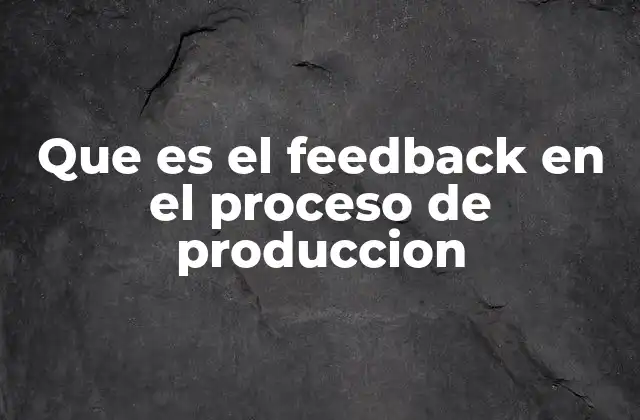 Que es el Feedback en el Proceso de Produccion