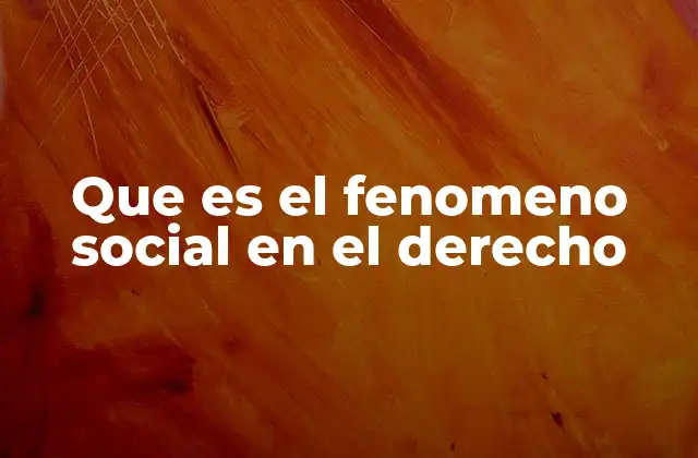 Que es el Fenomeno Social en el Derecho