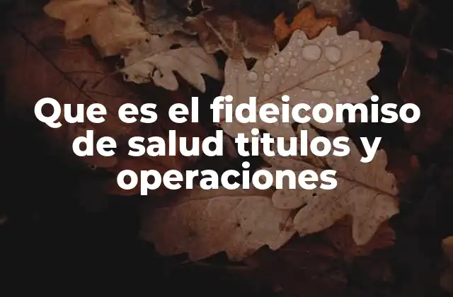 Que es el Fideicomiso de Salud Titulos y Operaciones