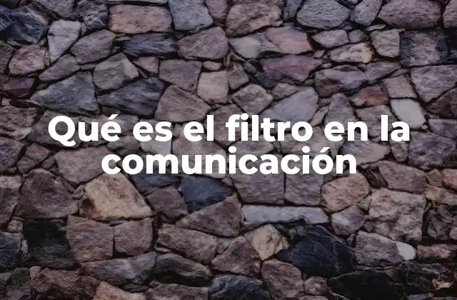 Qué es el Filtro en la Comunicación