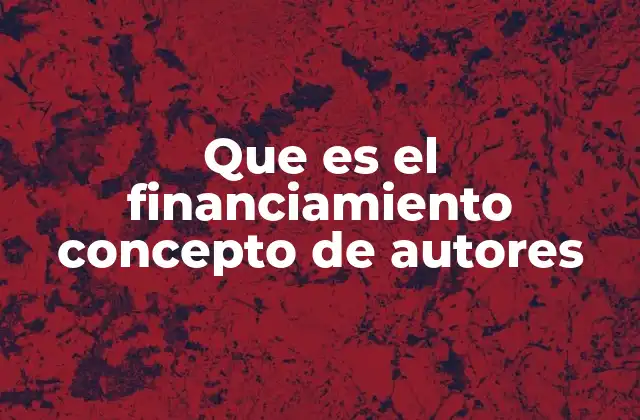 Que es el Financiamiento Concepto de Autores