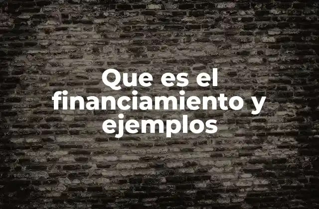 Que es el Financiamiento y Ejemplos