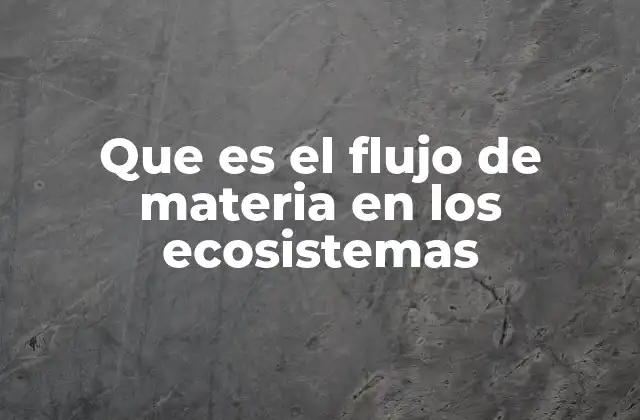 Que es el Flujo de Materia en los Ecosistemas