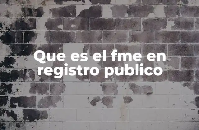 Que es el Fme en Registro Publico