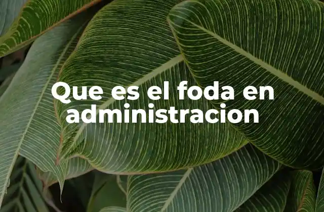 Que es el Foda en Administracion