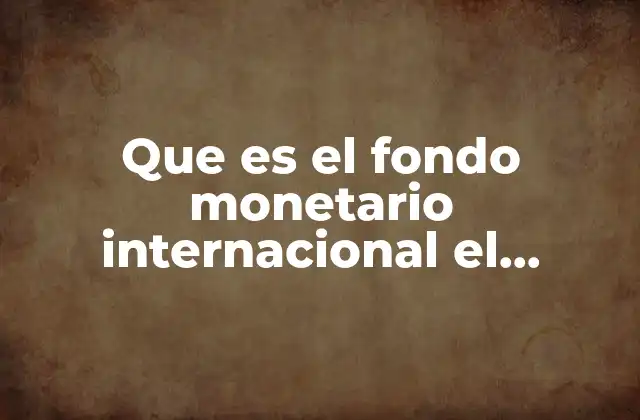 Que es el Fondo Monetario Internacional el Universal