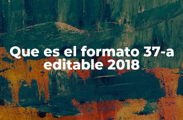 Que es el Formato 37-a Editable 2018