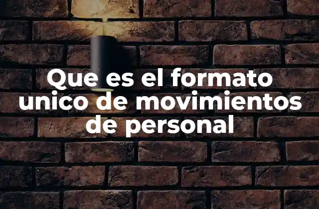 Que es el Formato Unico de Movimientos de Personal
